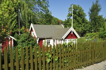 Idyllic summerhouse with a beautiful gardenのeditorial素材