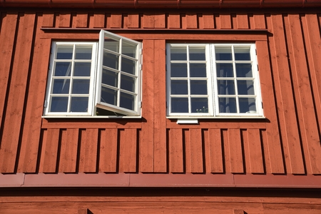 Traditional Swedish wooden facadeの写真素材