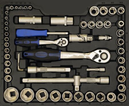 Set Of Wrenches And Bits In black Toolbox