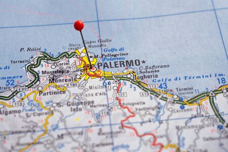 Sweden Stockholm, 07 April 2018: European cities on map series. Closeup of Palermoのeditorial素材