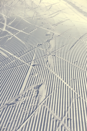 Cross-country skiing track in winter landscapeの写真素材