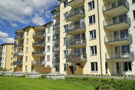 Modern apartment buildings in Stockholm areaの写真素材