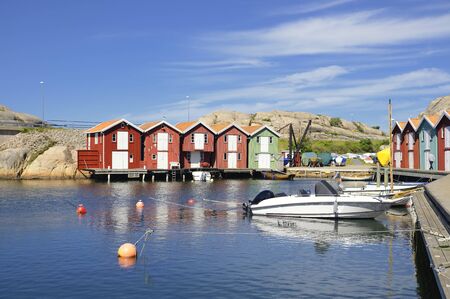 Beautiful landscape view of fishing houses at Kungshamn.