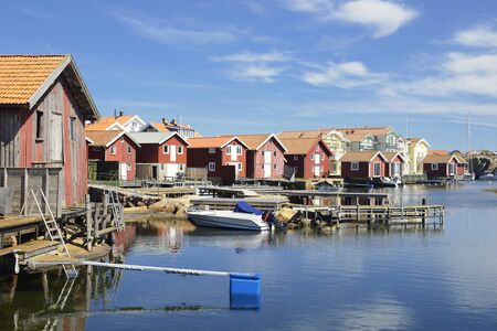 Beautiful landscape view of fishing houses at Kungshamn