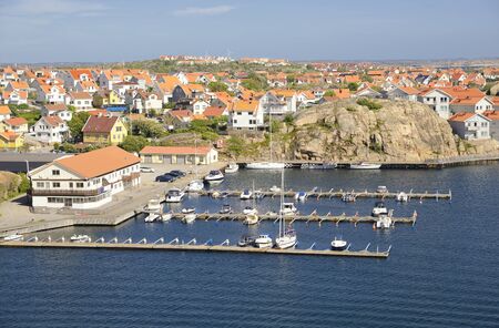 Beautiful Swedish landscape view of fishing houses at Kungshamn