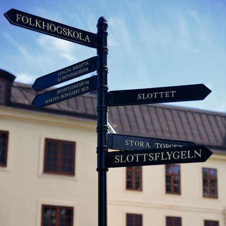 Direction Pole In Vadstena Swedenの写真素材