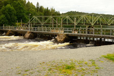 Open hatches in Dalslands canalの写真素材