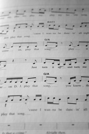 Closeup shot of old music notesの写真素材