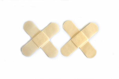Medical plasters on white backgroundの写真素材