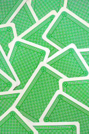 Backside of a large group of playing cards for backgroundの写真素材