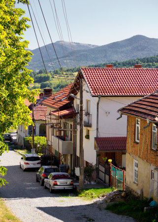 Calm street in a small village in Bulgariaの写真素材