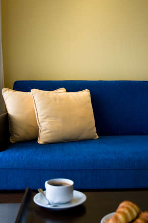 Pent house living room with beautiful interior design and coffeeの写真素材
