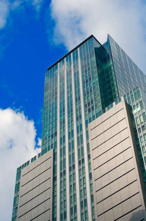 Office buiding front view with blue skyの写真素材