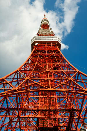 Tokyo tower face cloudy sky on a bright dayのeditorial素材