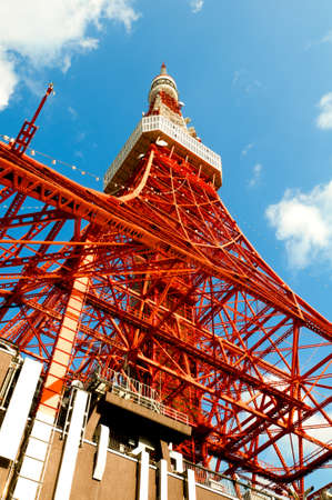 Tokyo tower face cloudy sky on a bright dayのeditorial素材