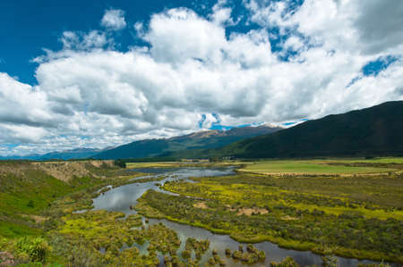 Waiau river wetland South island of New Zealandの写真素材