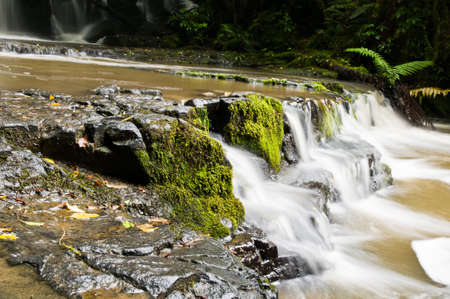 Partial view Purakanui Falls Catlins District South Otago South Island New Zealandの写真素材