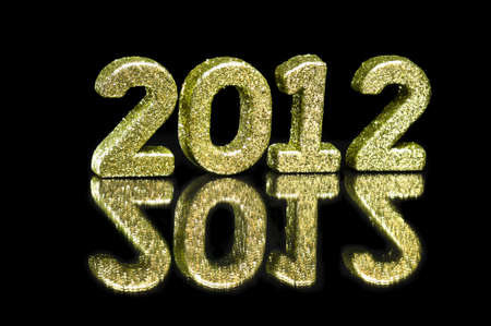 2012 in nice golden glitter numbers, over blackの写真素材