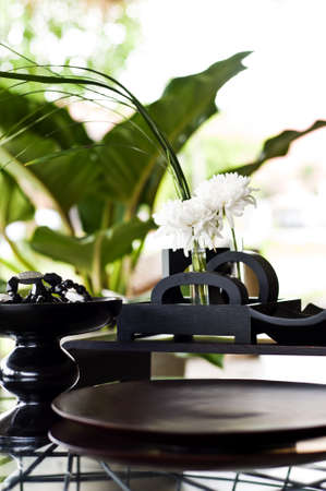 Flower arrangement in beautiful interior setting shallow depth of fieldの写真素材