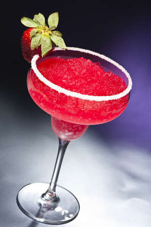Strawberry margarita Cocktail in front of different colored backgroundsの写真素材
