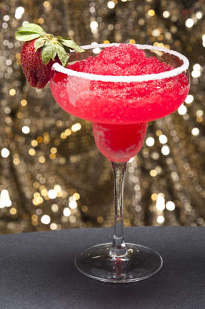 Strawberry margarita Cocktail in front of different colored backgroundsの写真素材