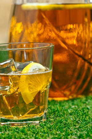 Iced Lemon Ice Tea in a summer setting