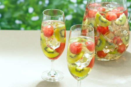Kiwi Melon Sangria in in a pitcher and in nice colors の写真素材