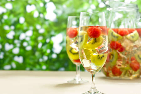 Kiwi Melon Sangria in nice summer colorsの写真素材