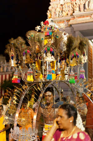 SINGAPORE, 2013 JANUARY 27  Devotee carrying a kavadi at Thaipusam taken on January 27, 2013 in...