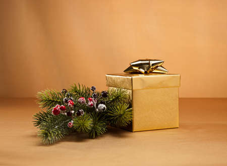 Gold present in Christmas setting for many eventsの写真素材
