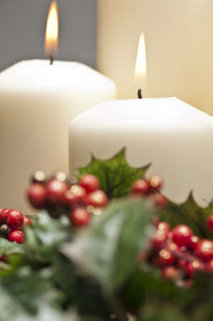 Advent wreath with burning candles for the pre Christmas timeの写真素材