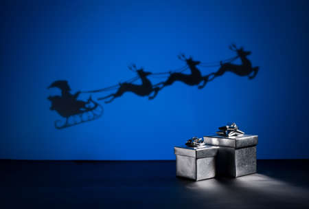 Santas sledge on his way to deliver presentsの写真素材