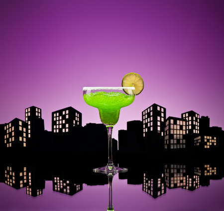 Metropolis Margarita  cocktail in city skyline settingの写真素材