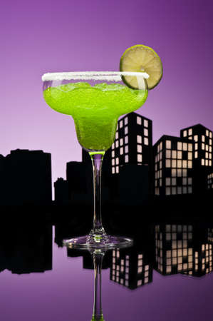 Metropolis Margarita  cocktail in city skyline settingの写真素材