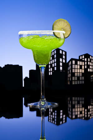 Metropolis Margarita  cocktail in city skyline settingの写真素材