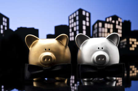 Metropolis City gay piggy bank civil union a close upの写真素材