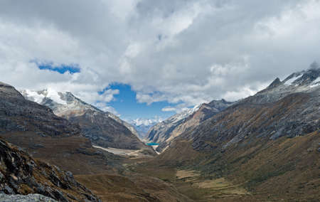 View from Paso Punta Union on 4750m, Santa Cruz Trek, Peruの写真素材