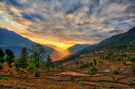 View from kalinchok Photeng towards the Kathmandu valley, Nepalの写真素材