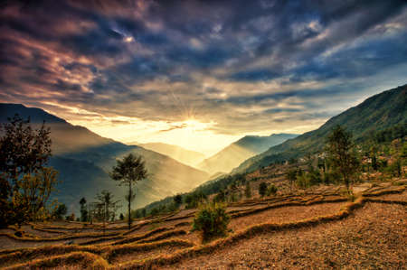 View from kalinchok Photeng towards the Kathmandu valley, Nepalの写真素材