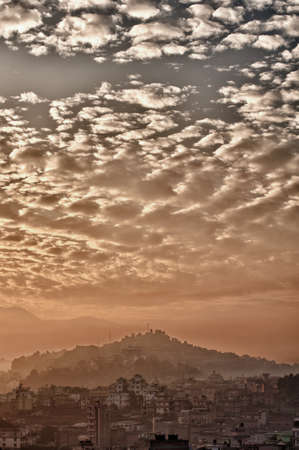 Clouds and dusk over Kathmandu in Nepalの写真素材