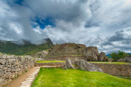 Machu Picchu details of the lost City in Peruの写真素材