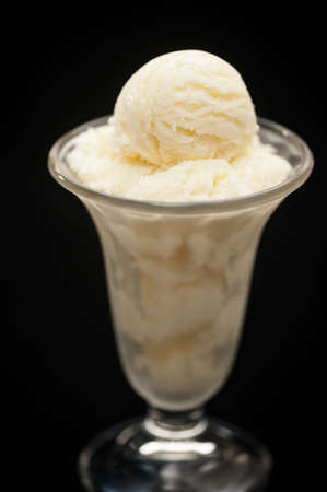 Vanilla ice cream in a glass without decorationの写真素材
