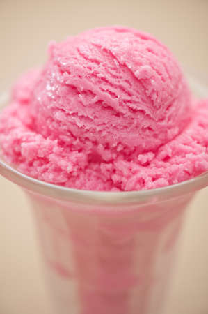 Strawberry ice cream in a glass without decorationの写真素材