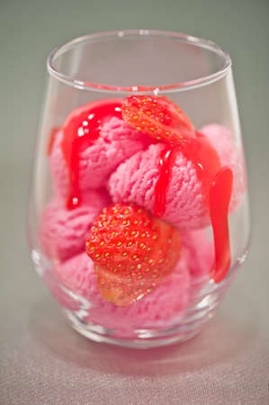 Strawberry Ice cream dessert in a glassの写真素材