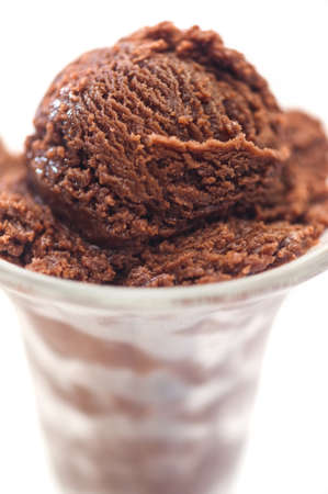 Chocolate ice cream cup in tall glassの写真素材