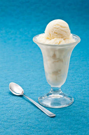Vanilla ice cream in a tall glassの写真素材