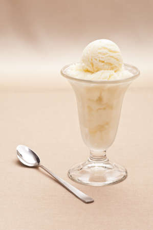 Vanilla ice cream in a tall glassの写真素材