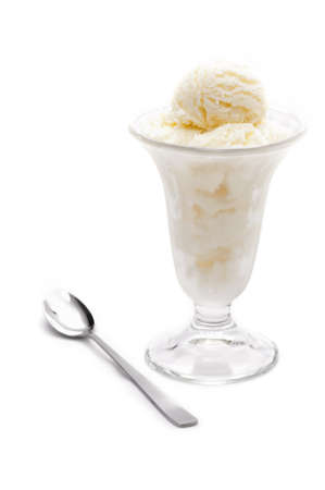 Vanilla ice cream in a tall glassの写真素材