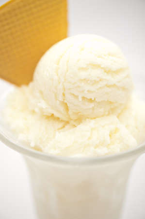 Vanilla ice cream in a tall glassの写真素材