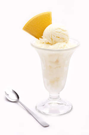 Vanilla ice cream in a tall glassの写真素材